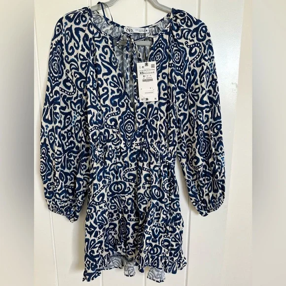 Zara Mini Dress Navy and White XS NWT - Picture 1 of 2